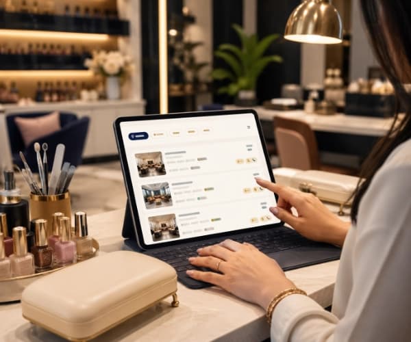Organized business listing workspace
